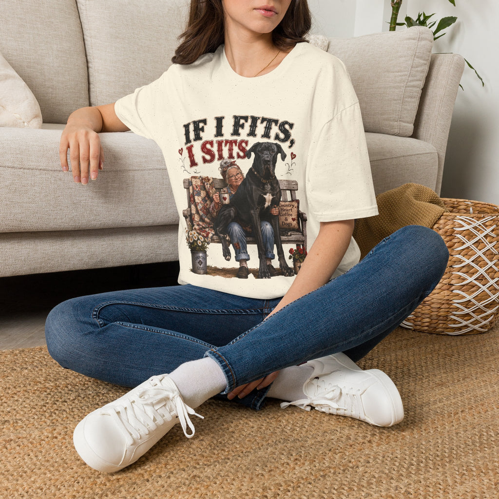 If I Fits, I Sits T-Shirt — Funny Great Dane Lover Graphic Tee