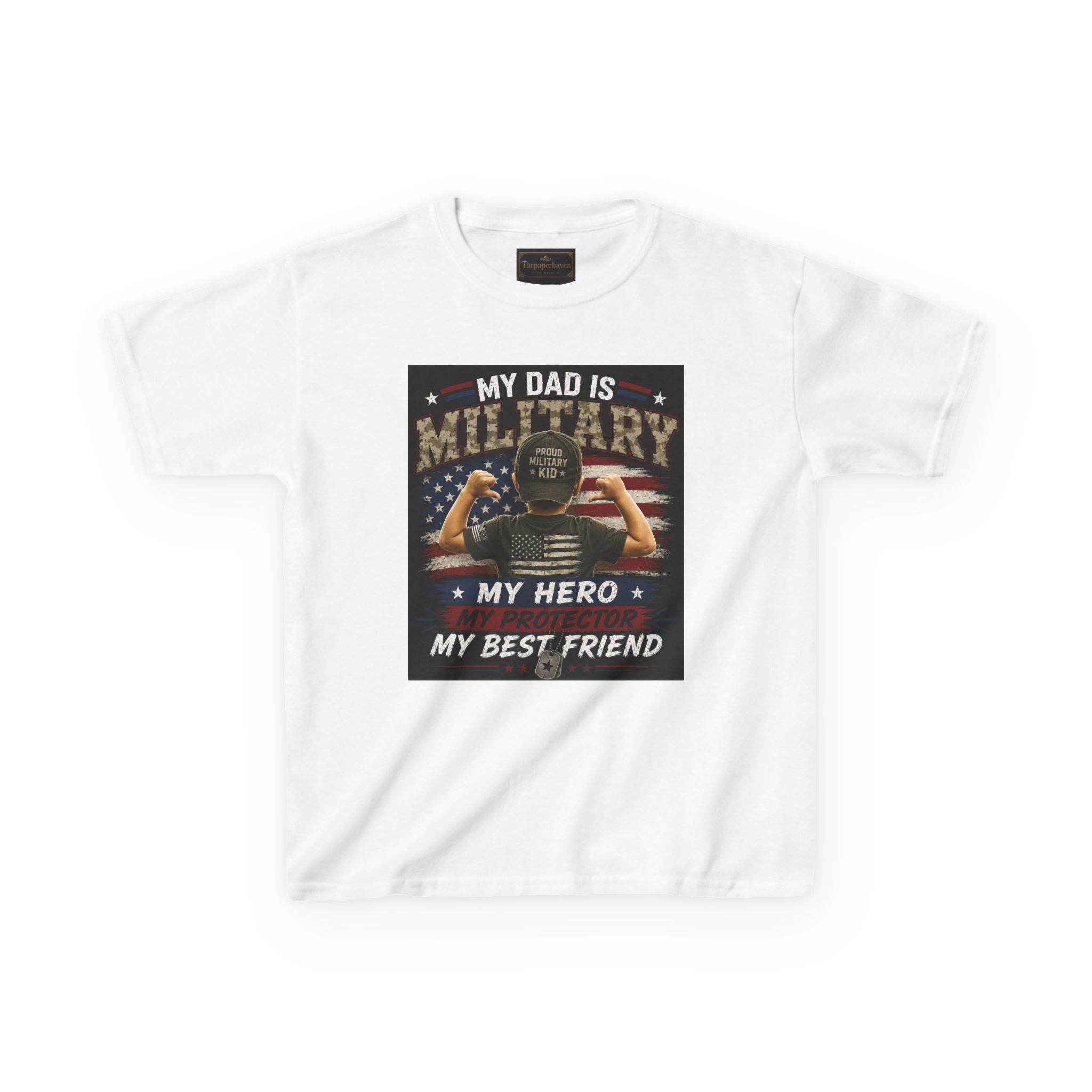 Kids Tee — "My Dad Is Military" Patriotic Hero Shirt