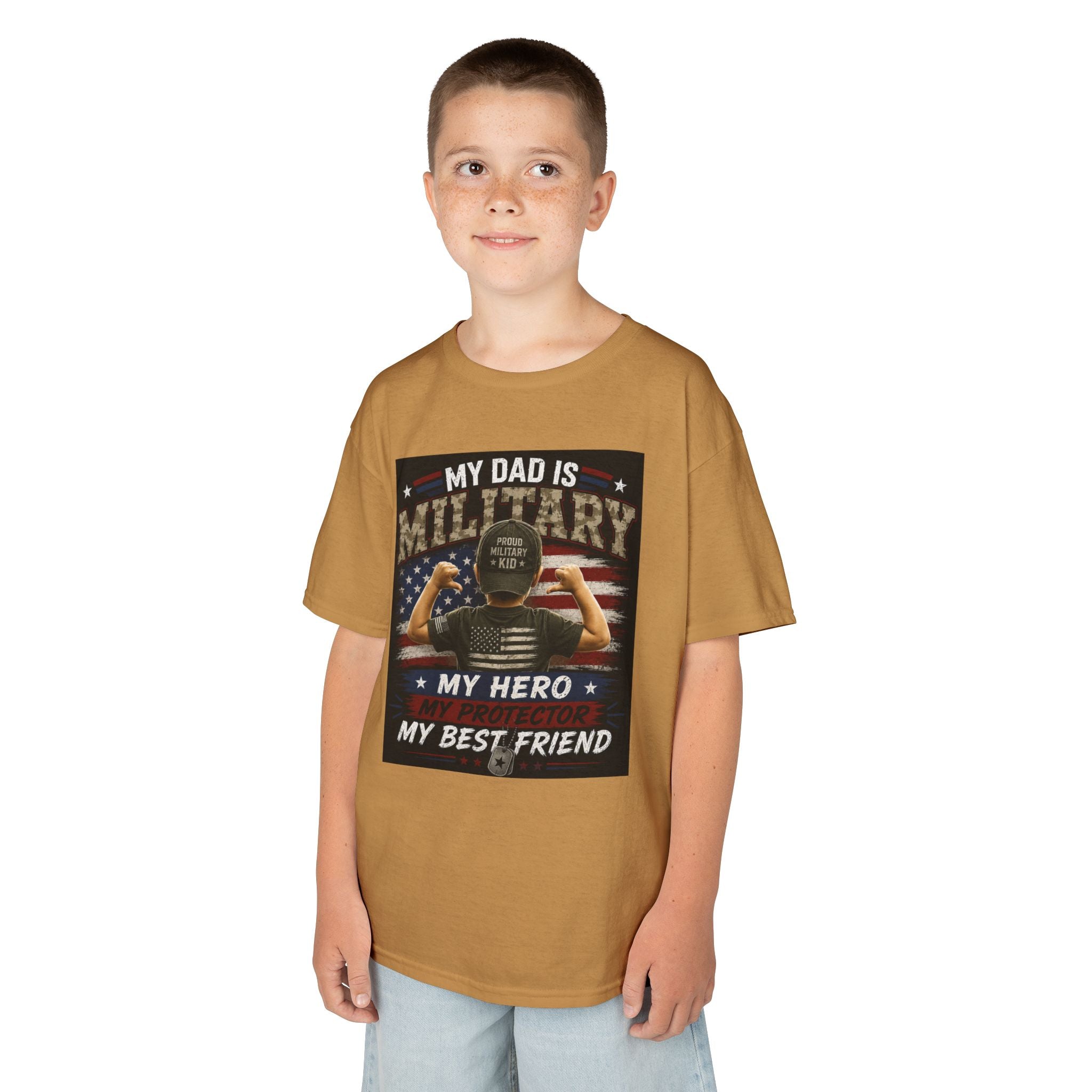 Kids Tee — "My Dad Is Military" Patriotic Hero Shirt