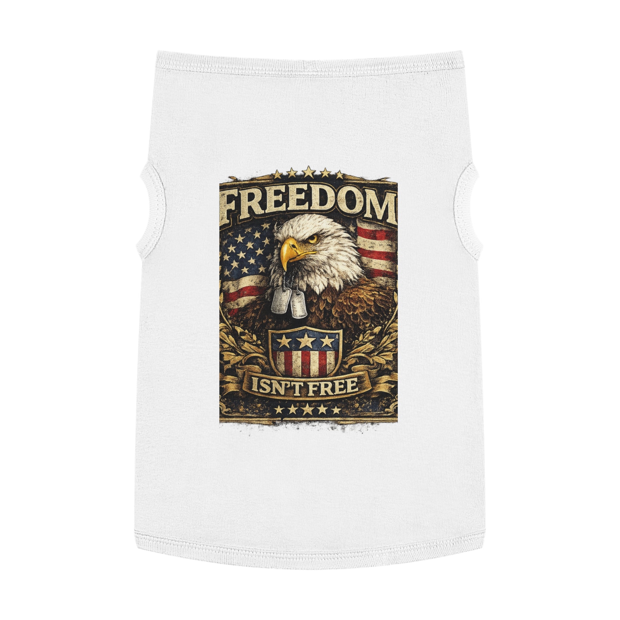 Patriotic Pet Tank Top — "Freedom Isn't Free" Eagle & American Flag