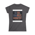 Women's Tee - "God. Family. Country." American Flag Patriotic Graphic