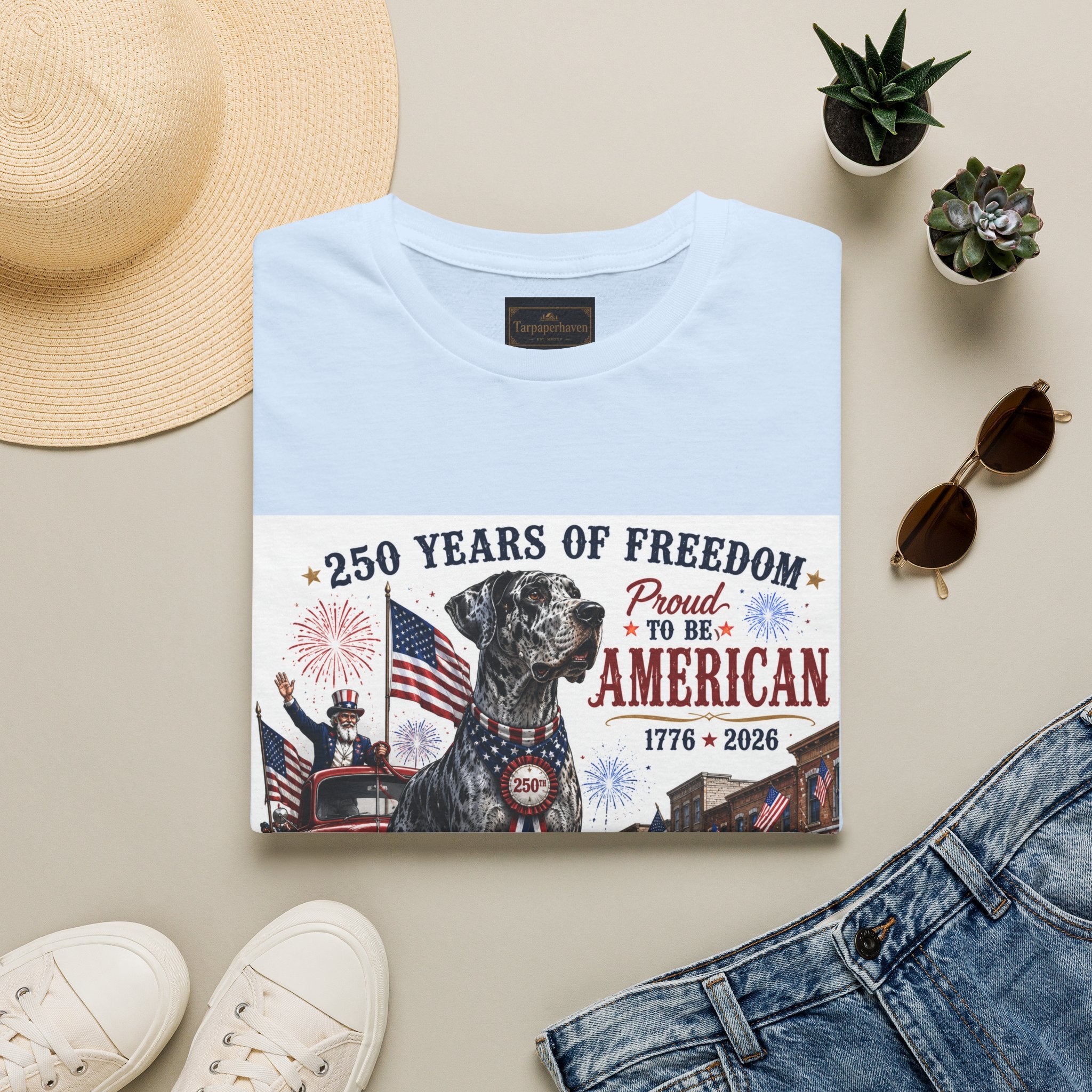 250th Great Dane T-Shirt — 1776–2026 Patriotic Tee