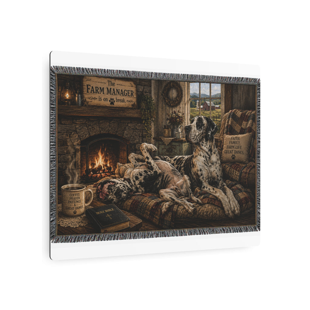 Metal Sign — Cozy Farmhouse Great Dane Scene