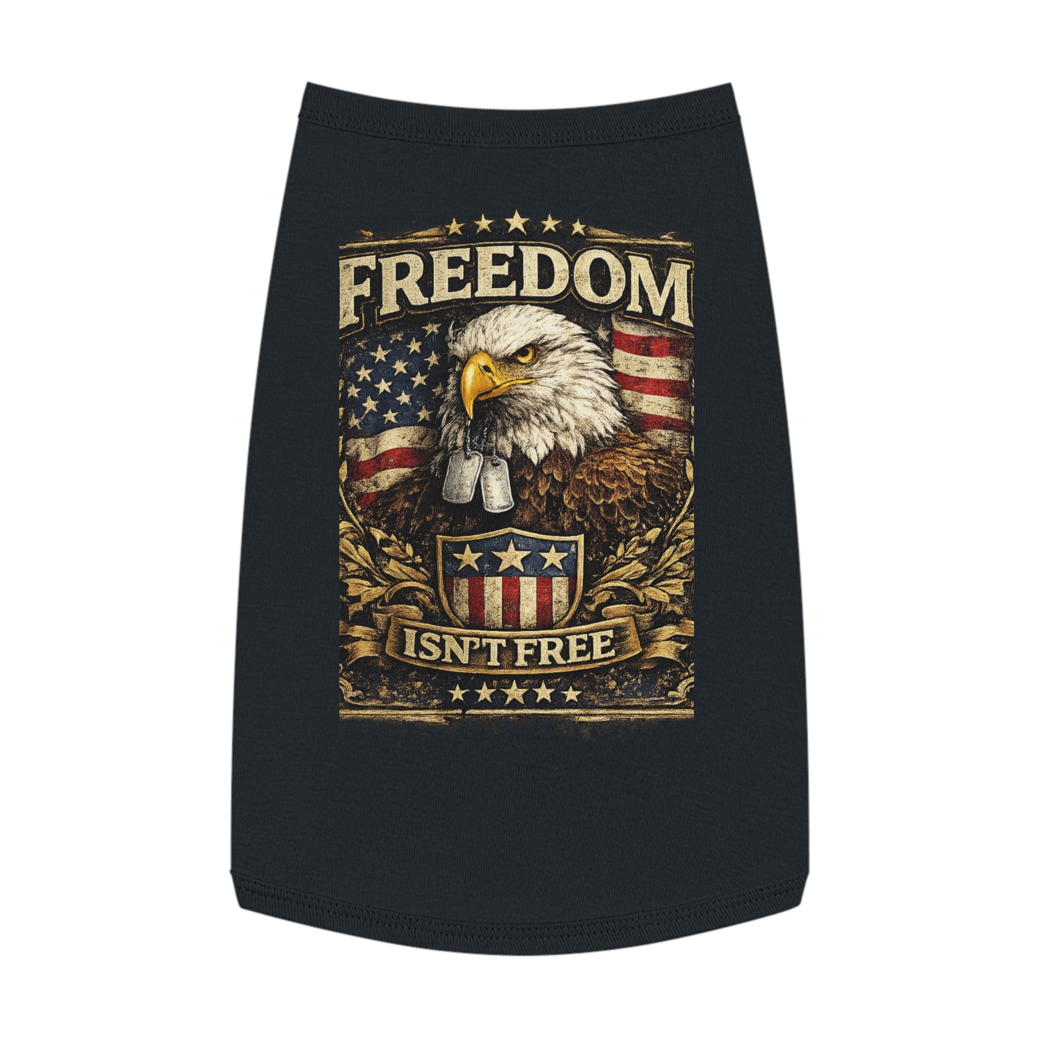Patriotic Pet Tank Top — "Freedom Isn't Free" Eagle & American Flag