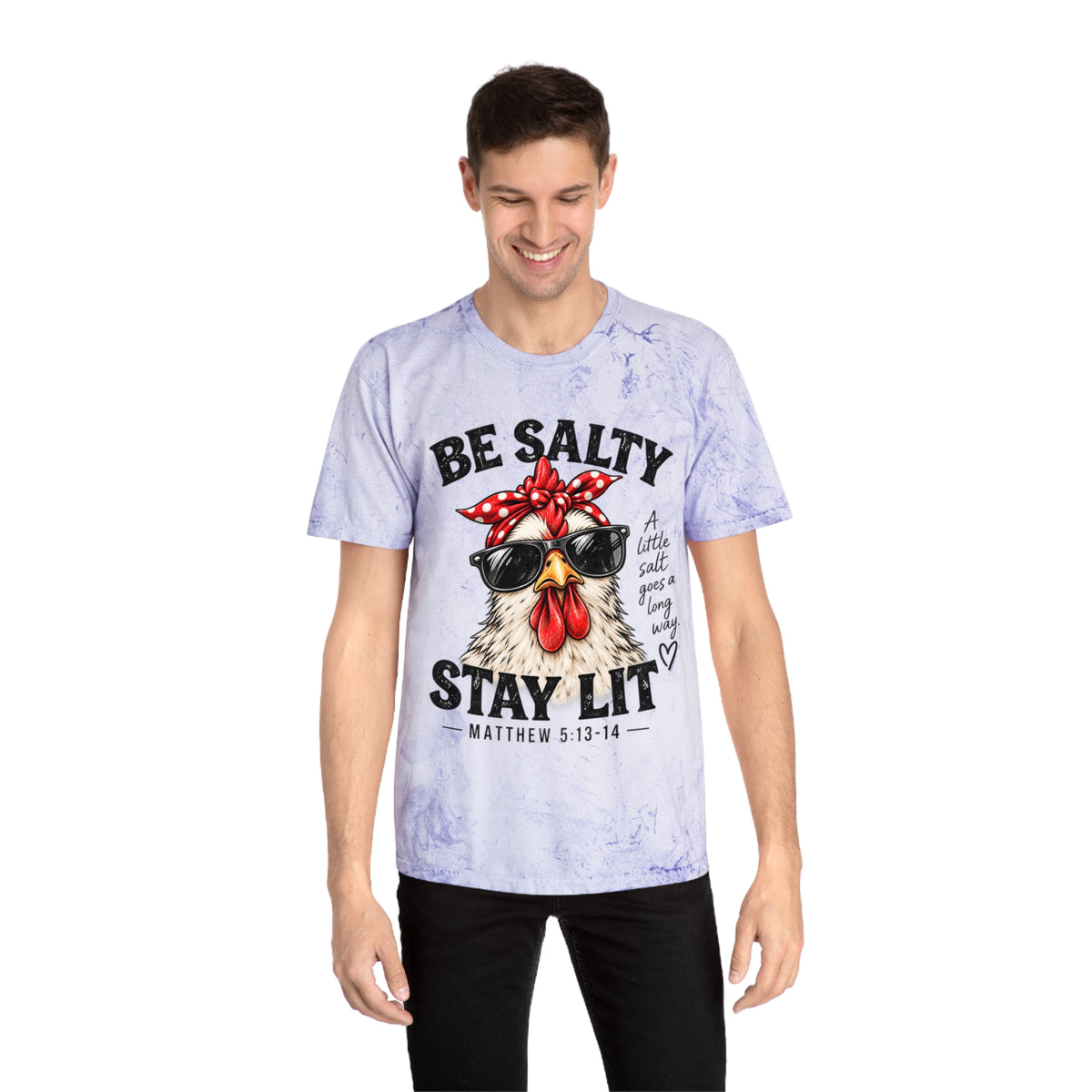 Be Salty Stay Lit Chicken Tee — Christian Faith Graphic T-Shirt