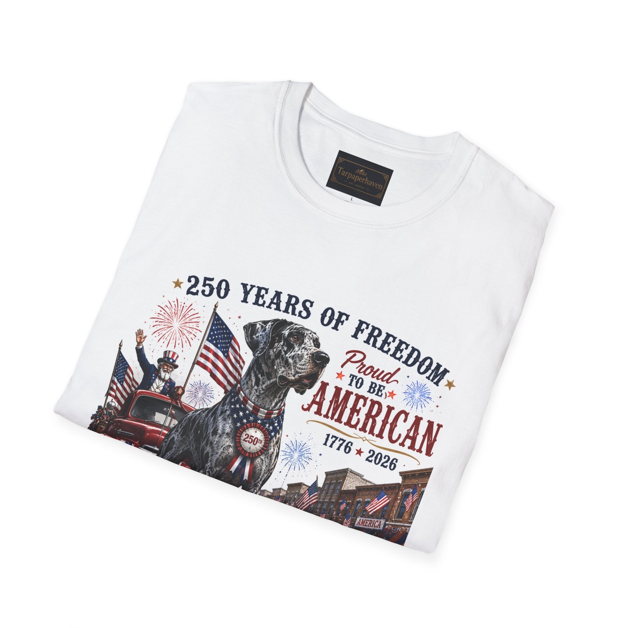 250th Great Dane T-Shirt — 1776–2026 Patriotic Tee