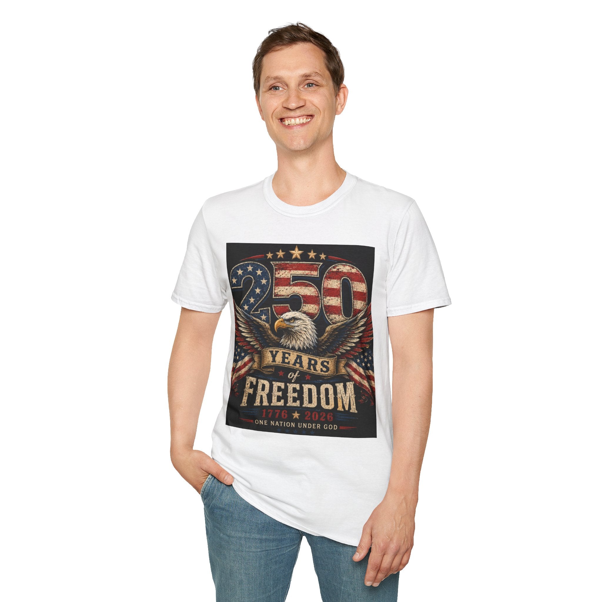 Patriotic 250 Years Freedom T-Shirt — American Flag Eagle Anniversary Tee