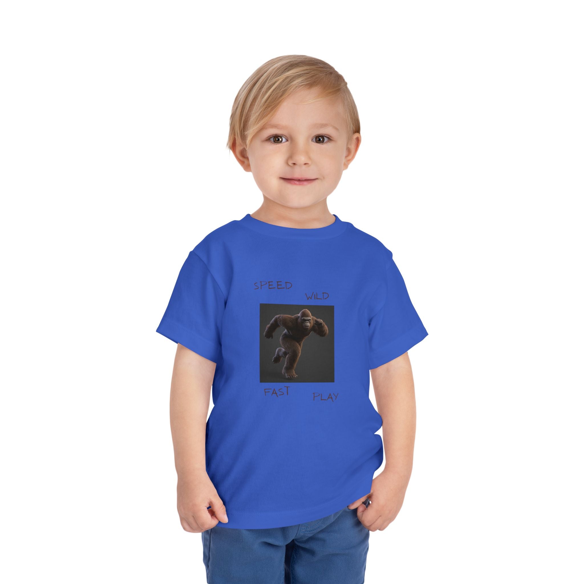 Toddler Tee — 'Speed Wild Fast Play' Running SasquatchGraphic