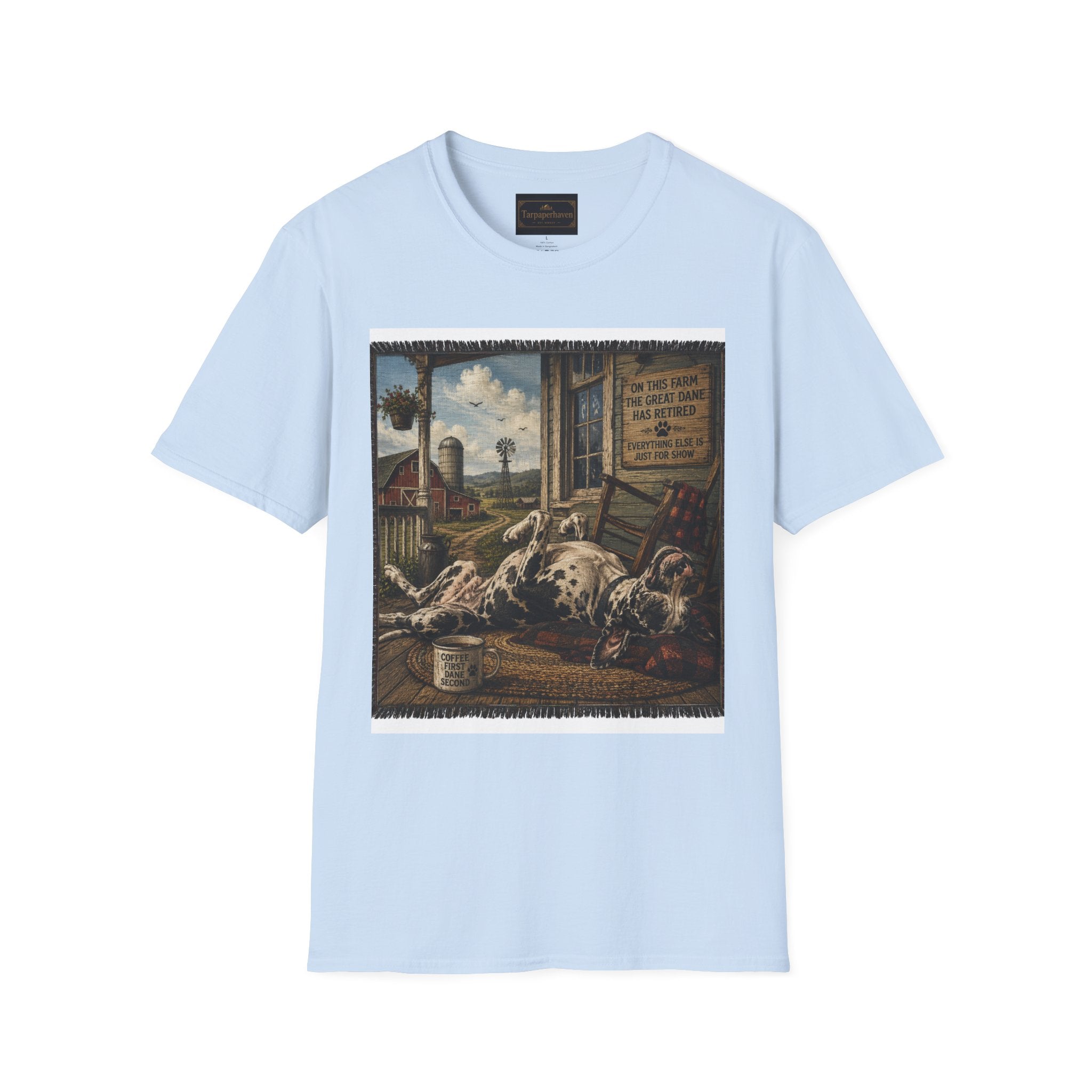 Great Dane Sleeping   Farmhouse Art T‑Shirt