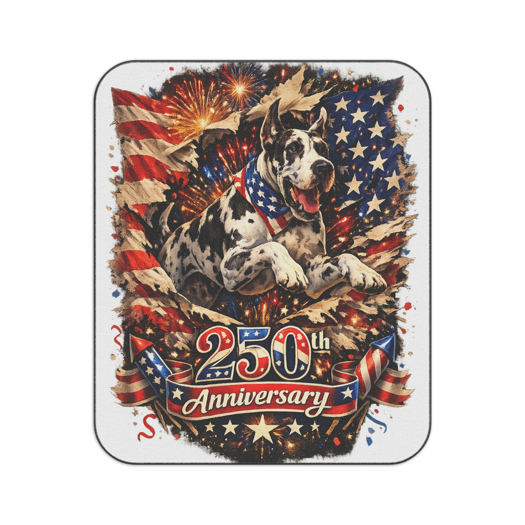 Patriotic Great Dane Picnic Blanket — "250th" USA Flag