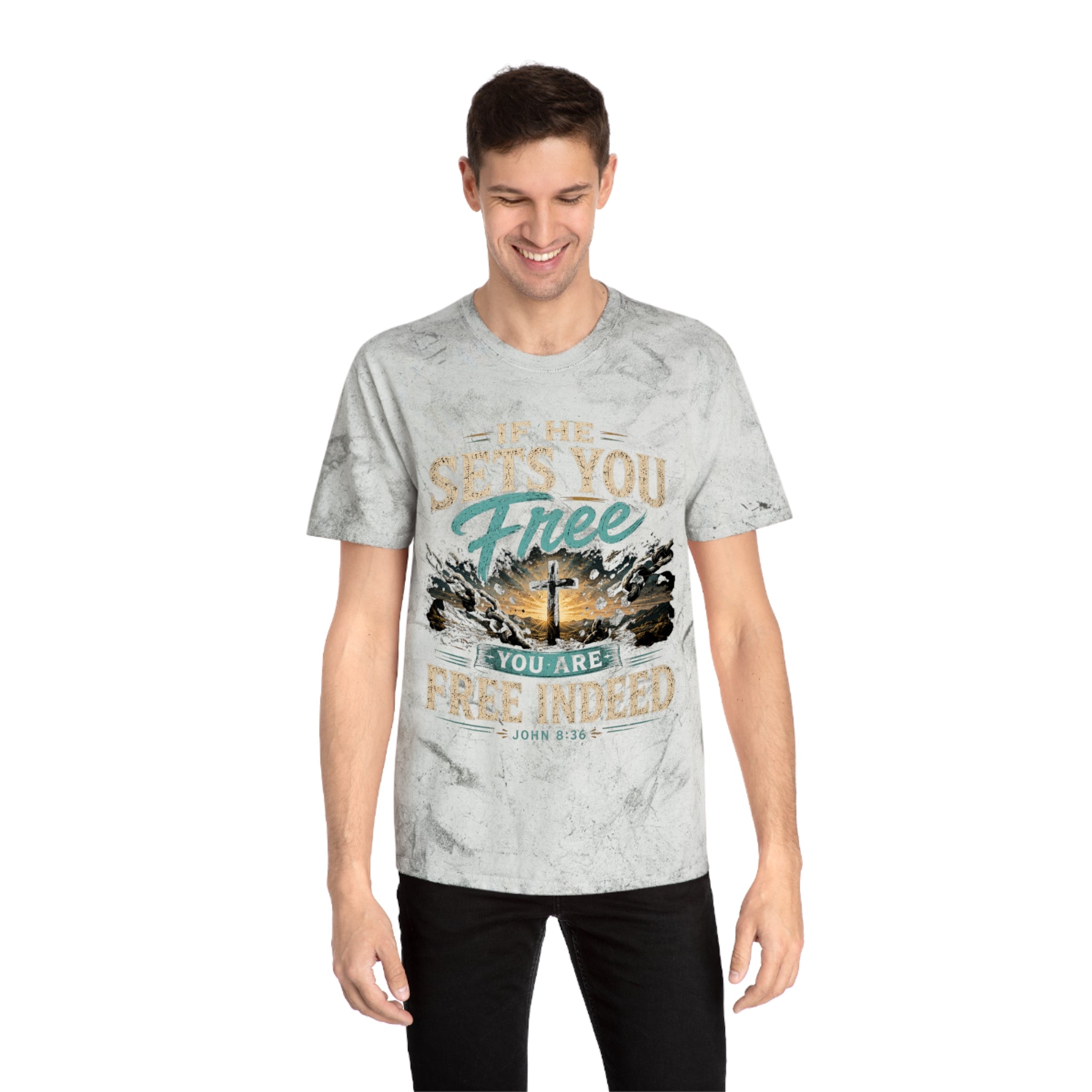 Christian Freedom Tee — "If He Sets You Free" Scripture T-Shirt