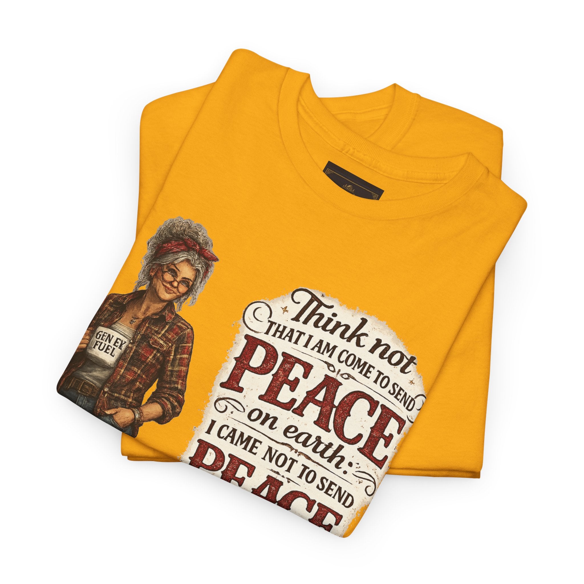 Christian Faith Tee — "I Come Not to Send Peace but a Sword" Matthew 10:34 Graphic Shirt