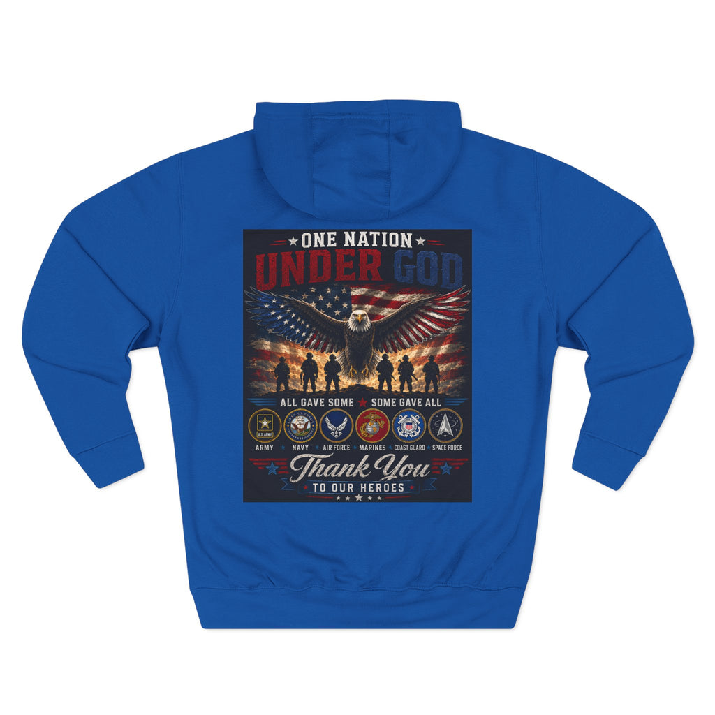 Military Tribute Hoodie — "One Nation Under God" Patriotic Fleece