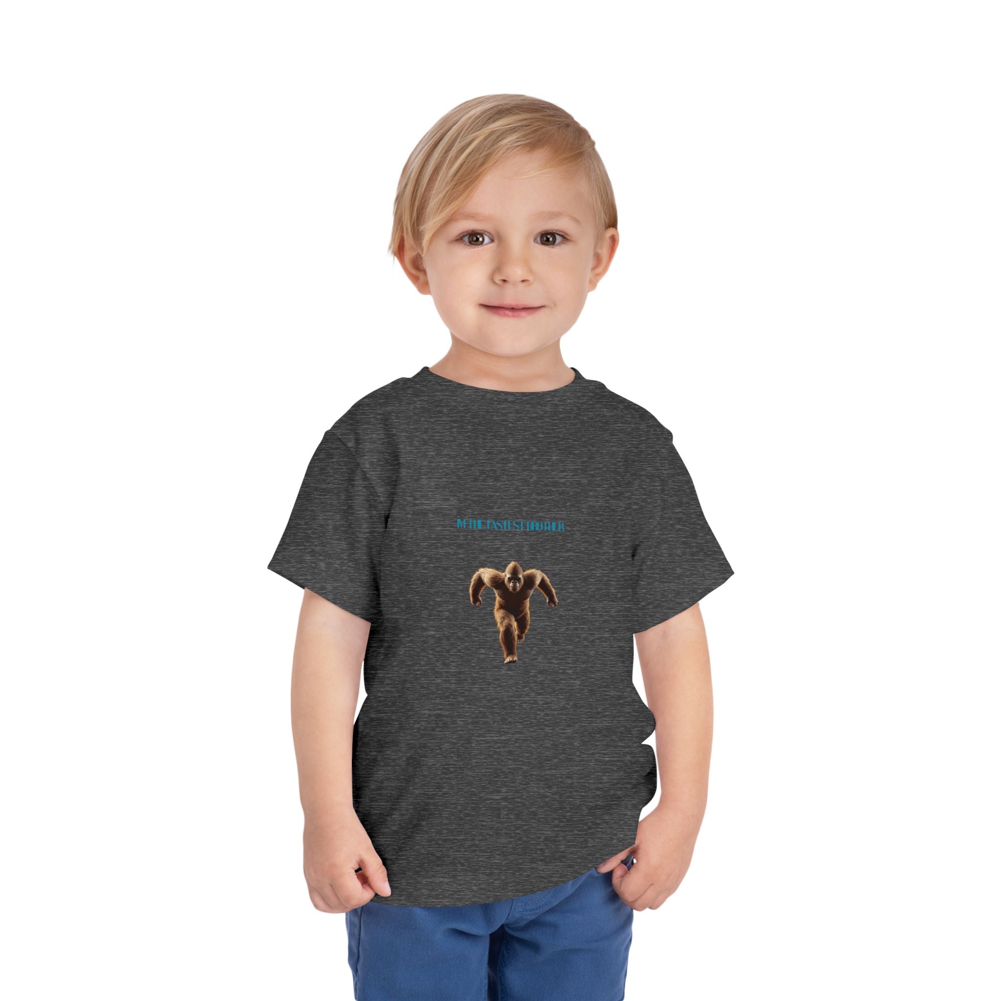 Toddler Tee with Running Sasquatch Print — Kids Shirt