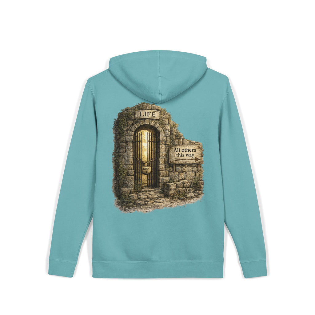 Faith Over Fear Hoodie — 'The Narrow Path Vintage Graphic Pigment-Dyed Hoodie