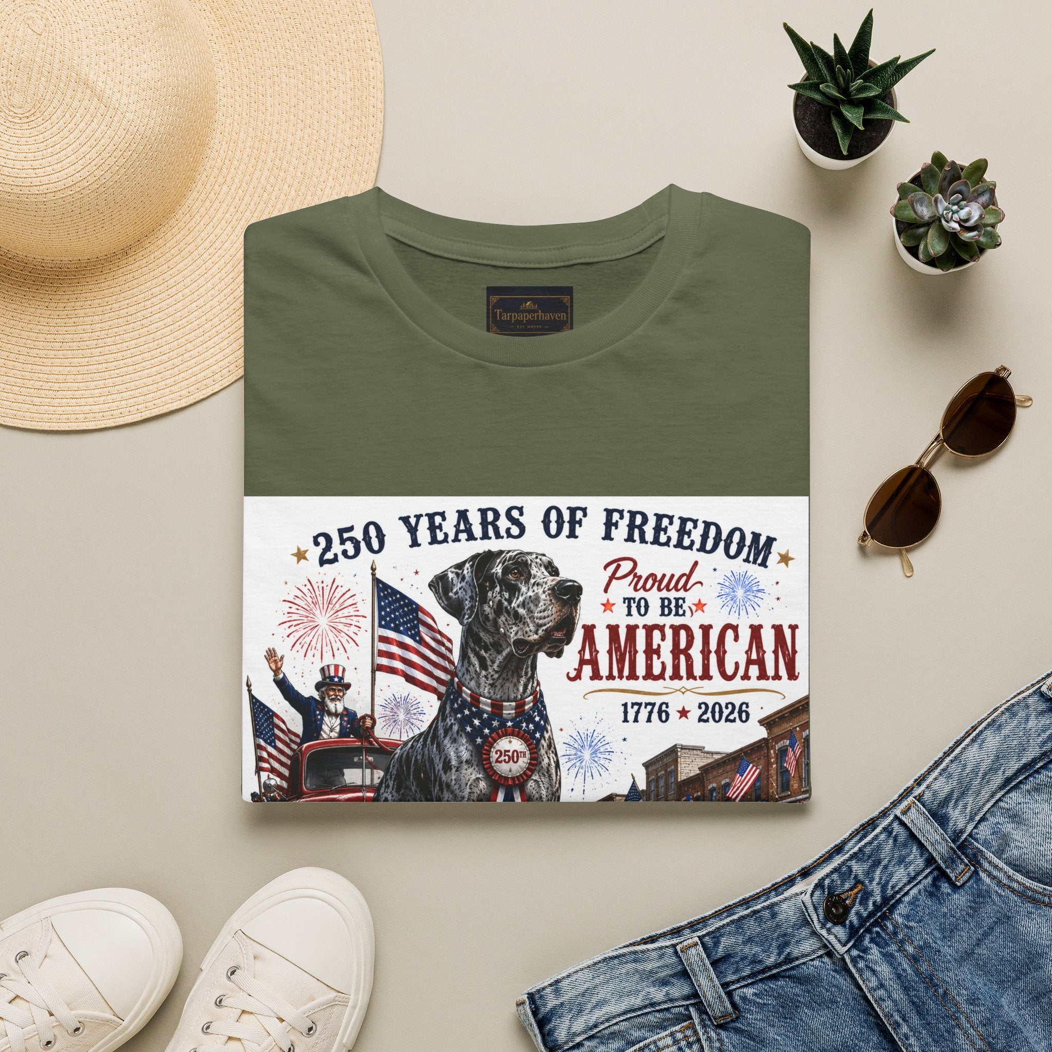 250th Great Dane T-Shirt — 1776–2026 Patriotic Tee
