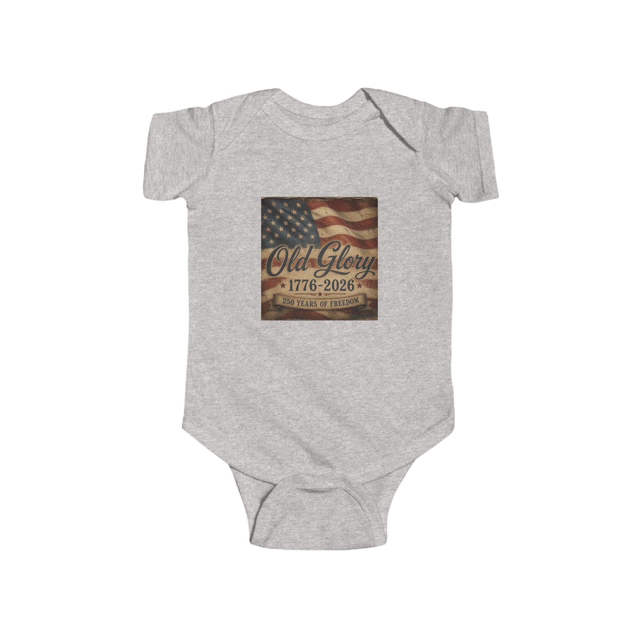 Infant Bodysuit - Vintage American Flag "Old Glory 1776-2026" Patriotic Baby Onesie