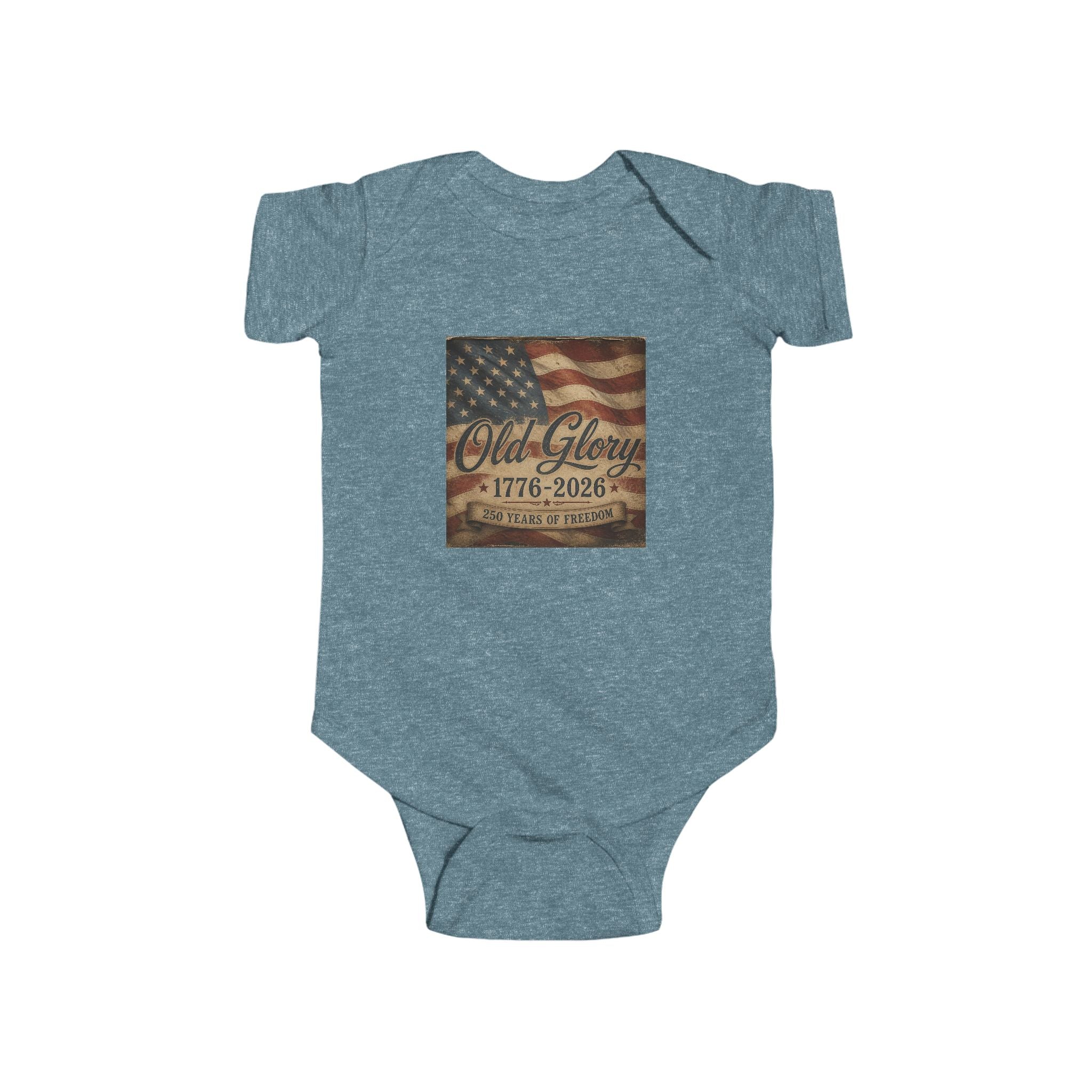 Infant Bodysuit - Vintage American Flag "Old Glory 1776-2026" Patriotic Baby Onesie