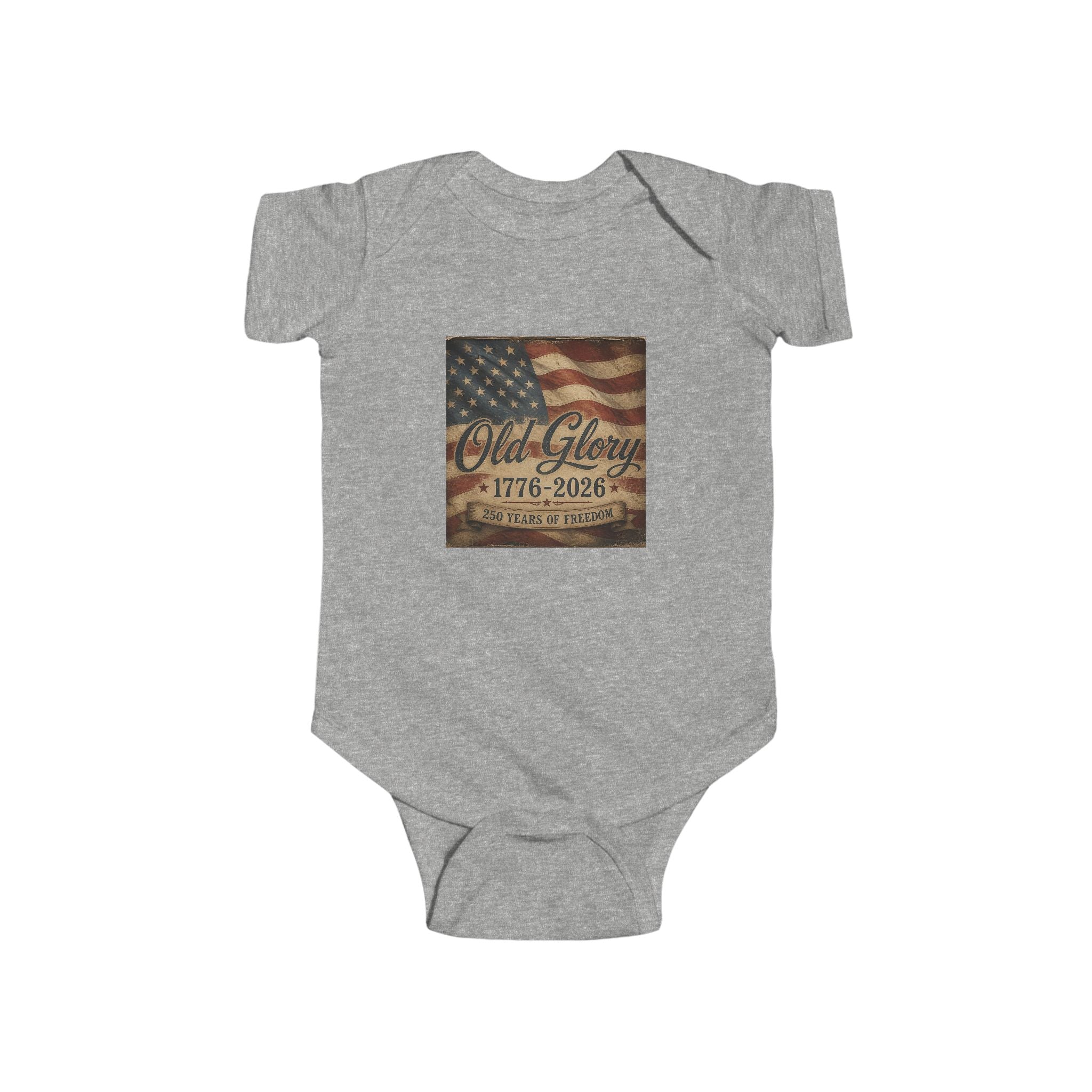 Infant Bodysuit - Vintage American Flag "Old Glory 1776-2026" Patriotic Baby Onesie