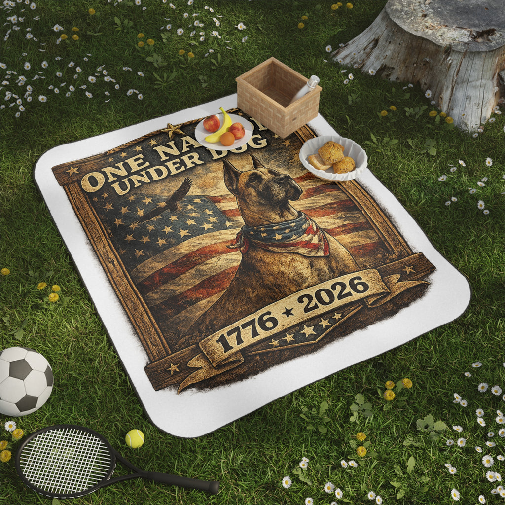 Patriotic Great Dane  Picnic Blanket – 1776–2026 American Flag Dog