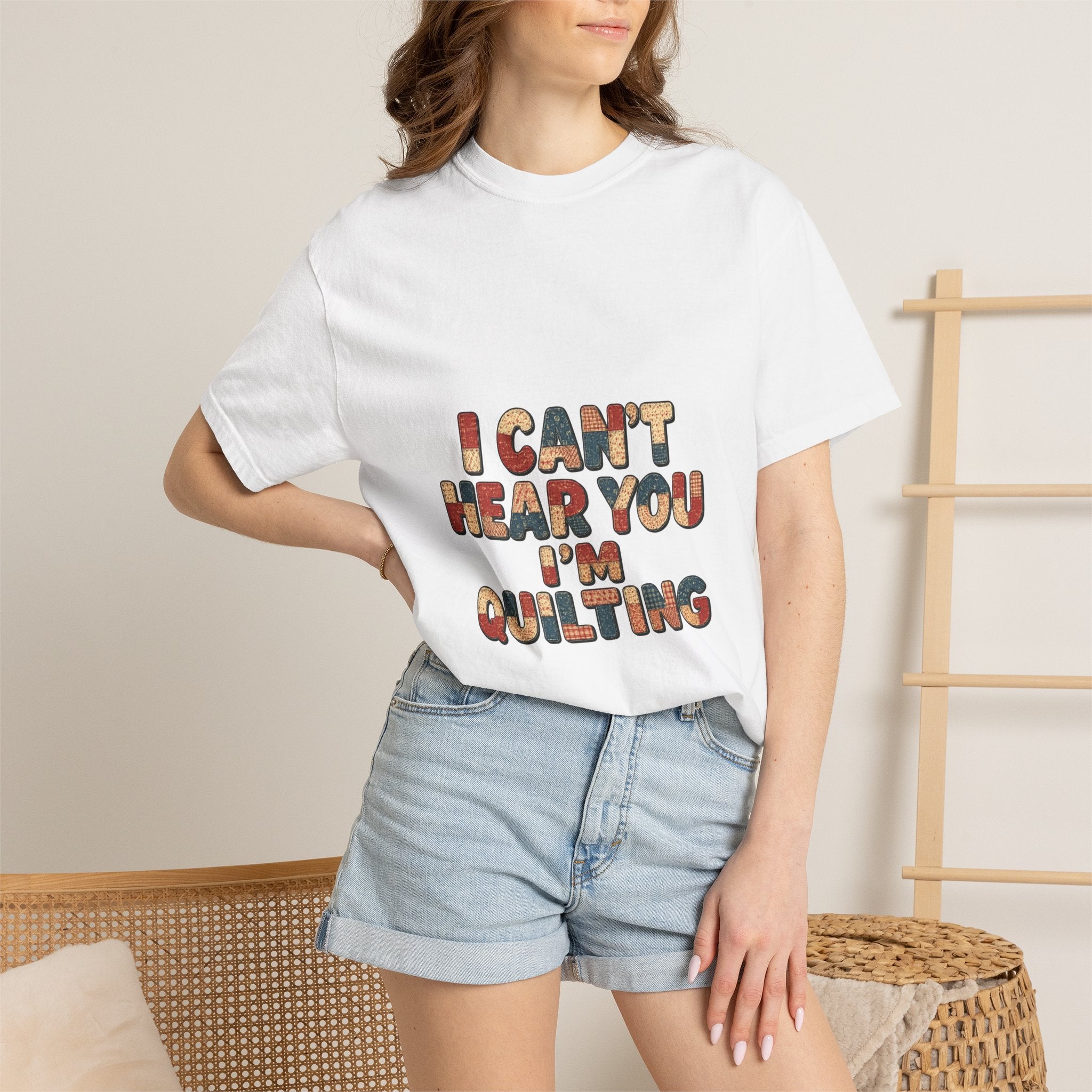 Quilting T-Shirt — "I Can't Hear You I'm Quilting" Retro Craft Tee