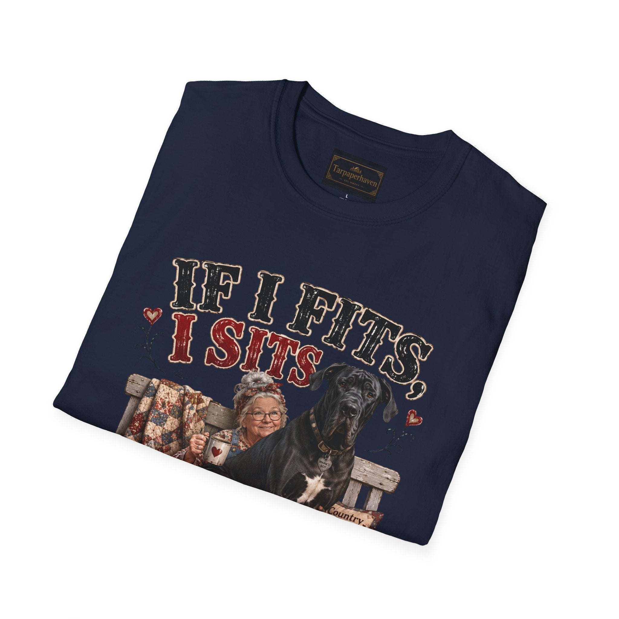 If I Fits, I Sits T-Shirt — Funny Great Dane Lover Graphic Tee