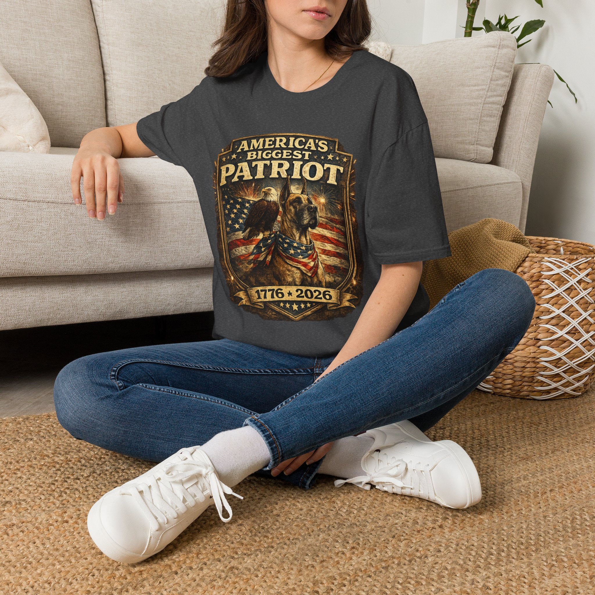 Patriot T-Shirt — Great Dane 1776–2026 Vintage Eagle Flag Tee