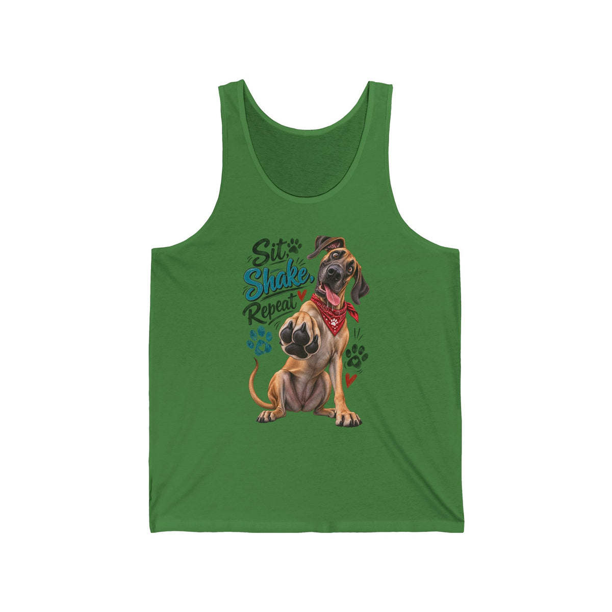 Dog Lover Tank Top Sit Stay Shake Repeat Graphic