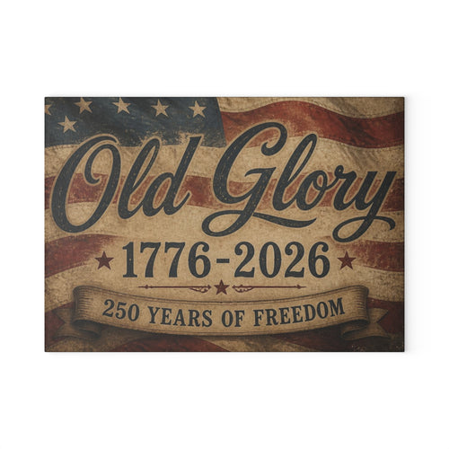 "Old Glory 1776–2026 Patriotic American Flag Design Glass Cutting Board