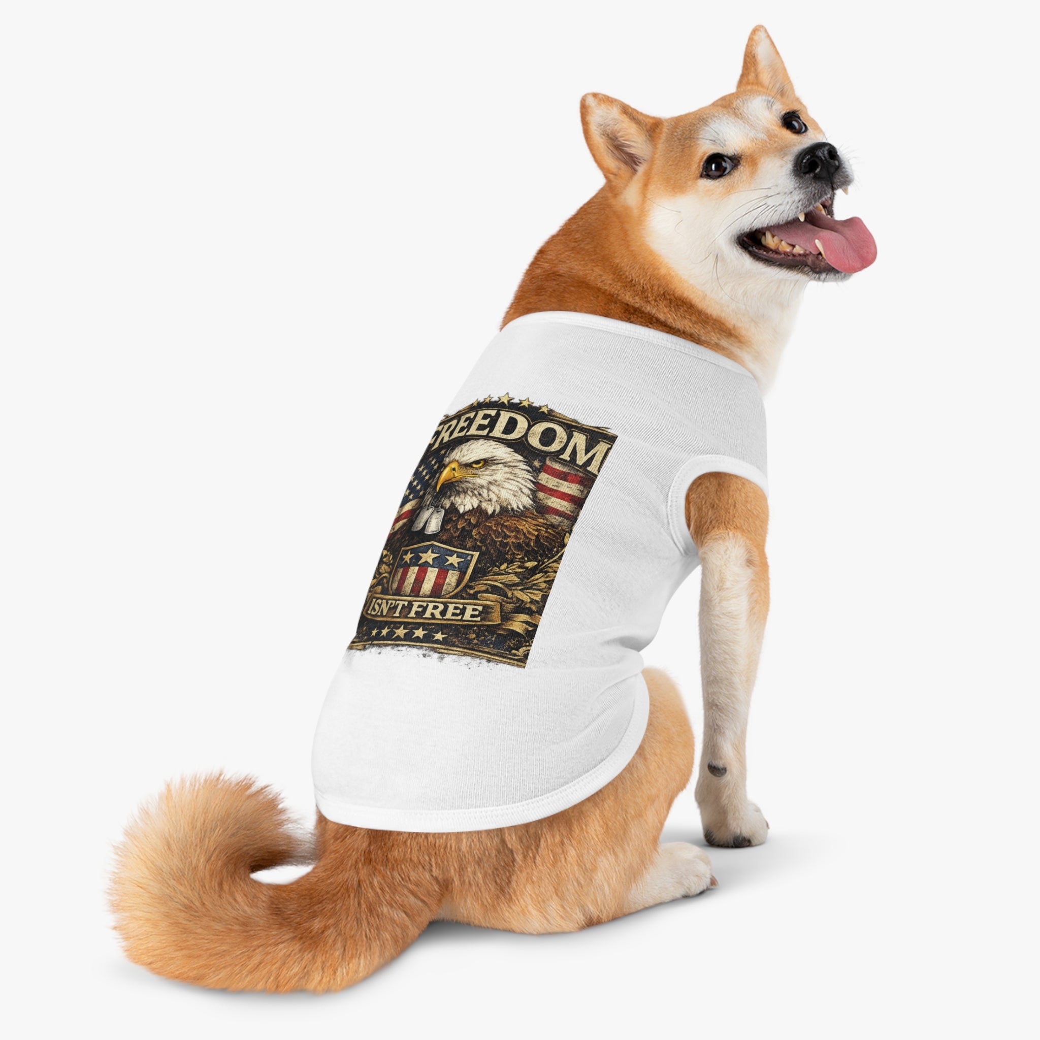 Patriotic Pet Tank Top — "Freedom Isn't Free" Eagle & American Flag