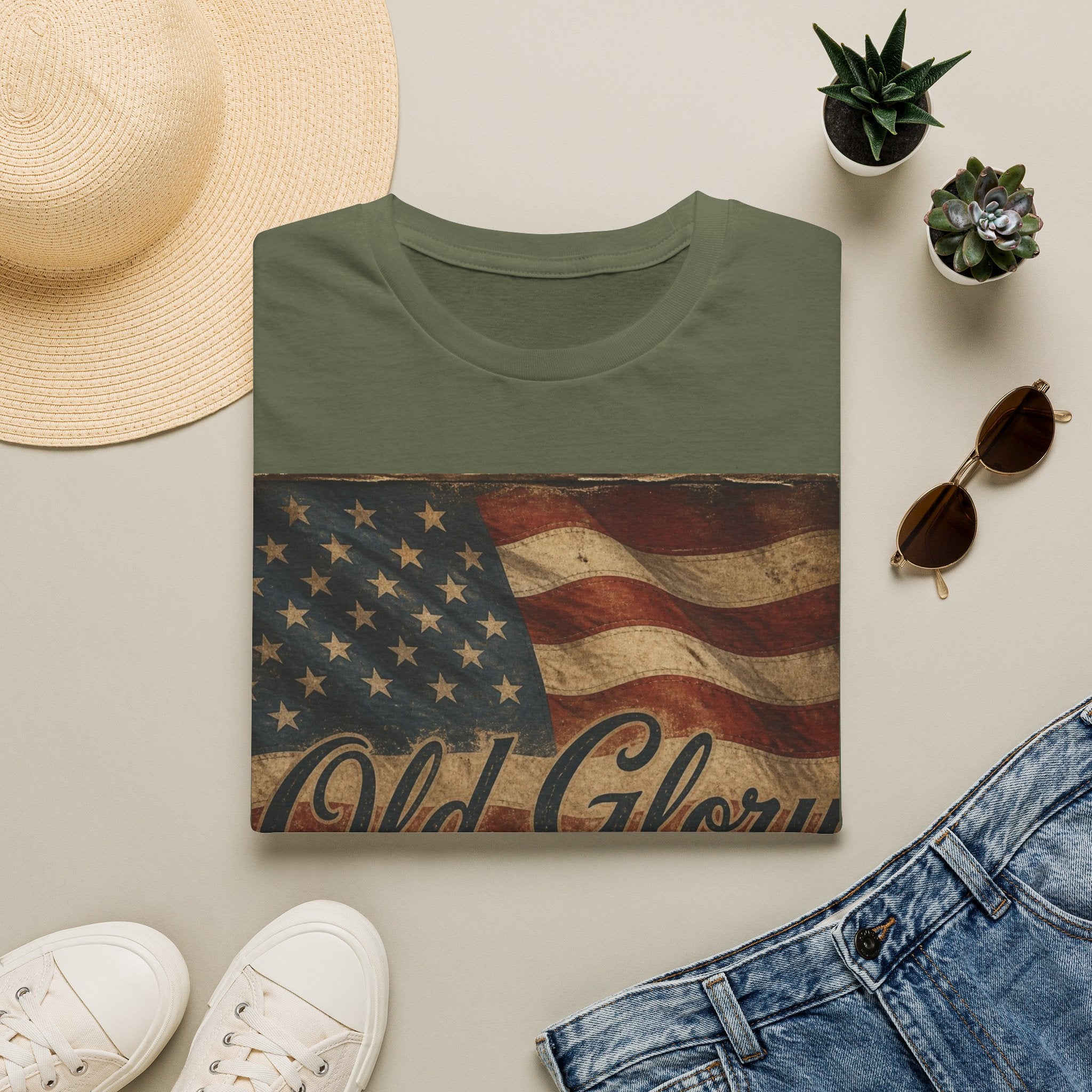 Old Glory Flag T-Shirt — 1776-2026 Vintage American Patriot Tee