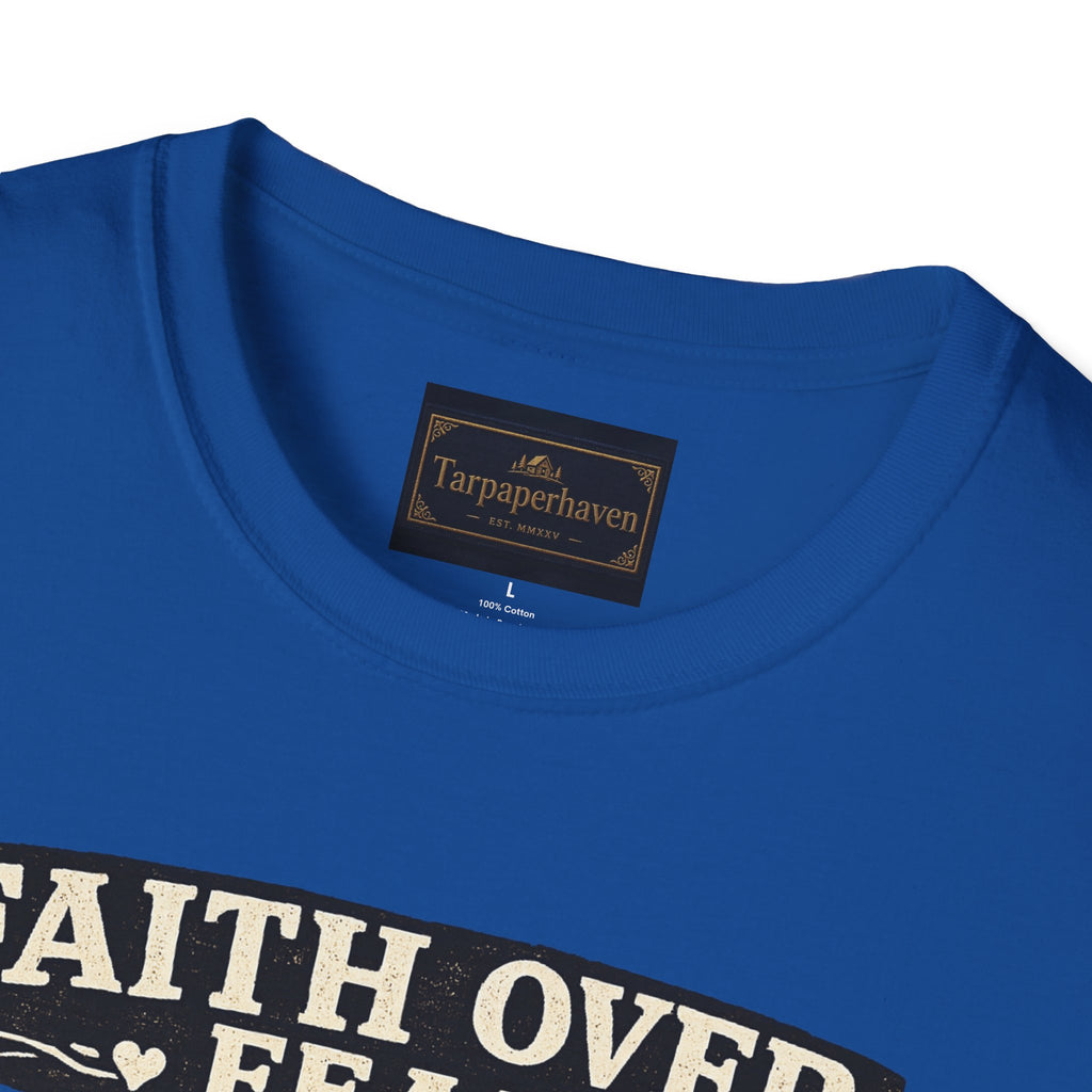 Faith Over Fear Quilting T‑Shirt — Chicken & Sewing Machine Graphic