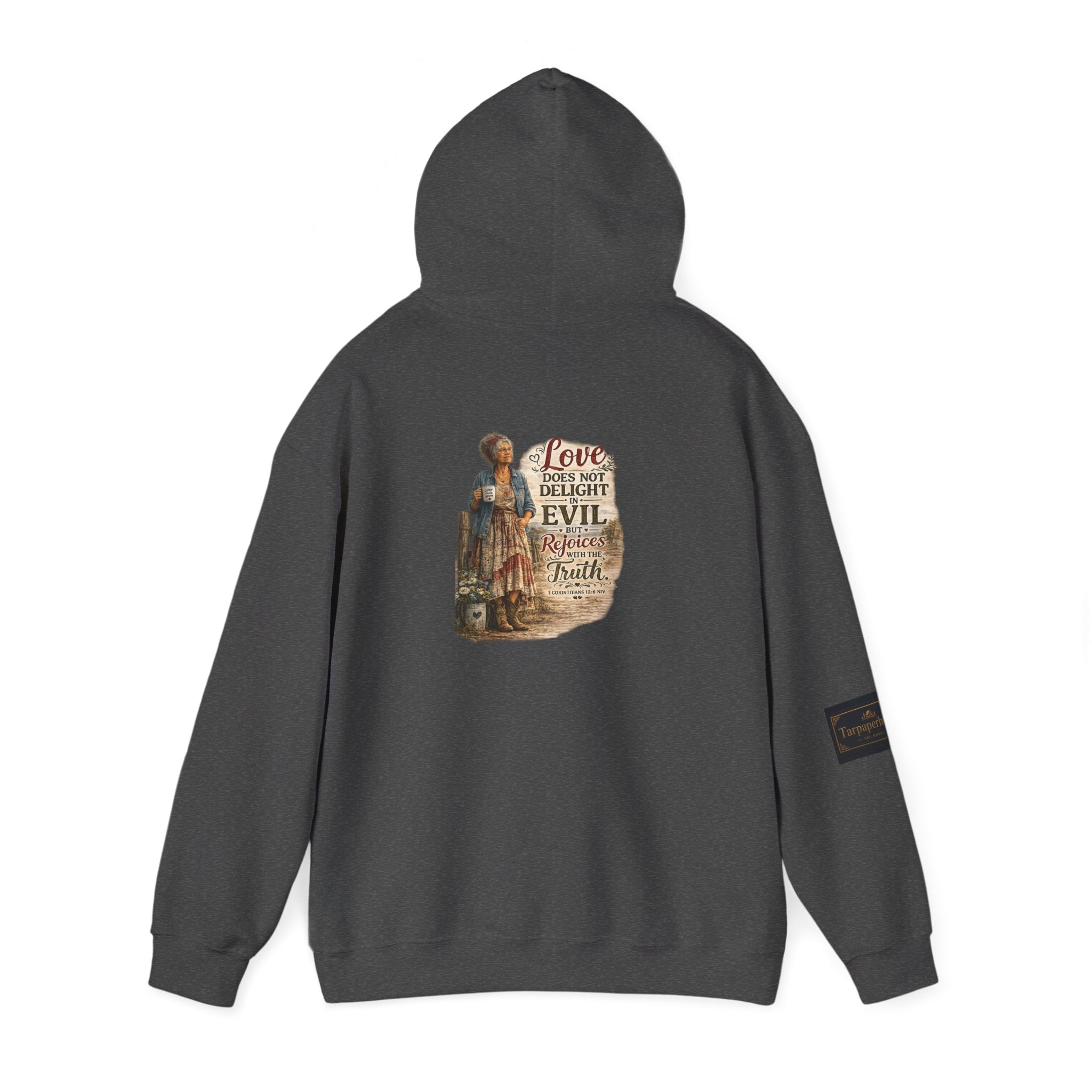 Christian Faith Hoodie - "Love Does Not Delight in Evil" Scripture Sweatshirt