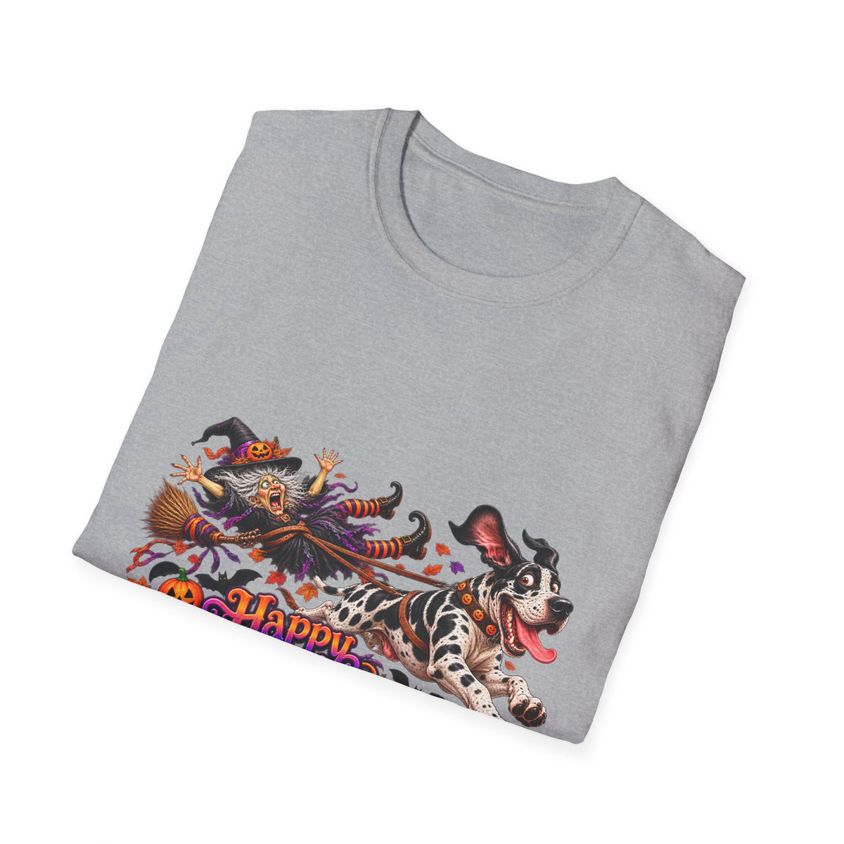 Halloween Dog T-Shirt — Great Dane with Pumpkin Candy Pail