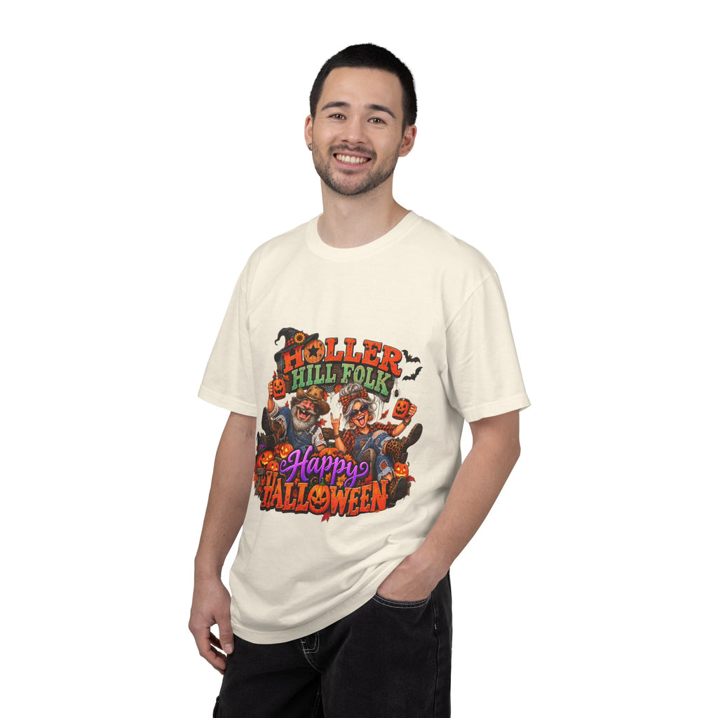 Halloween Holler Hill Folk T-Shirt — "Happy Halloween" Vintage Horror Design