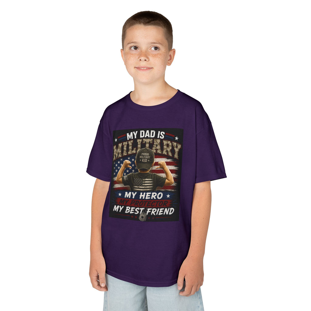 Kids Tee — "My Dad Is Military" Patriotic Hero Shirt