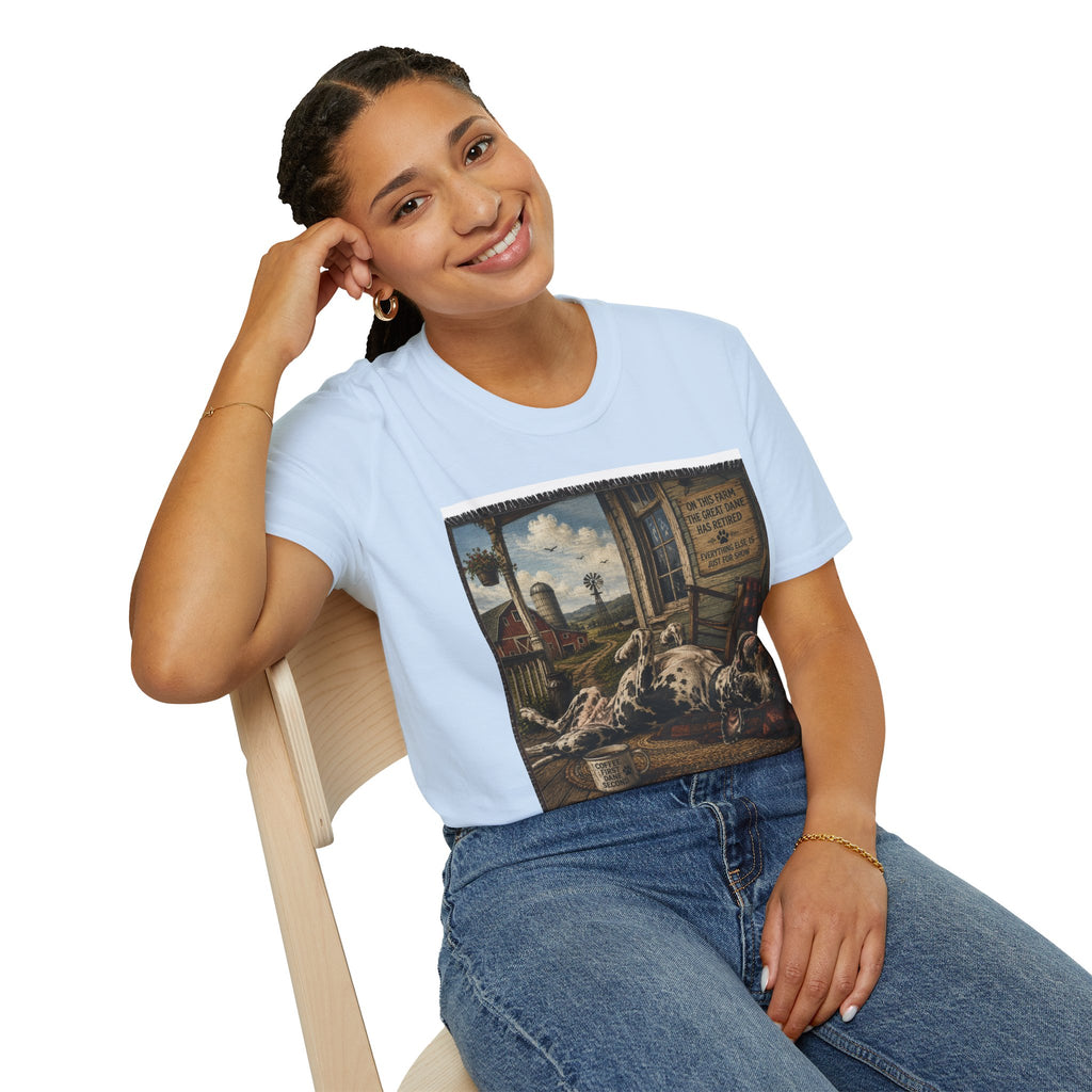Great Dane Sleeping   Farmhouse Art T‑Shirt