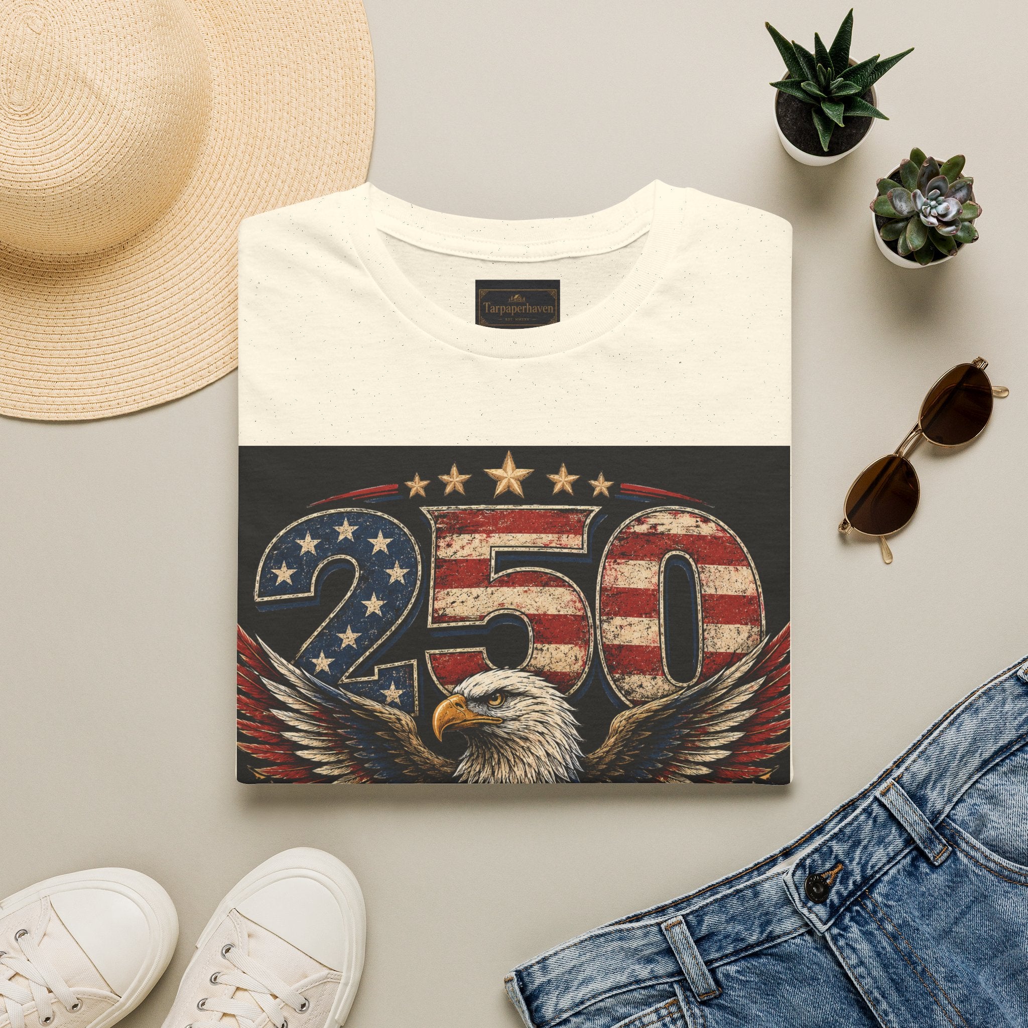 Patriotic 250 Years Freedom T-Shirt — American Flag Eagle Anniversary Tee