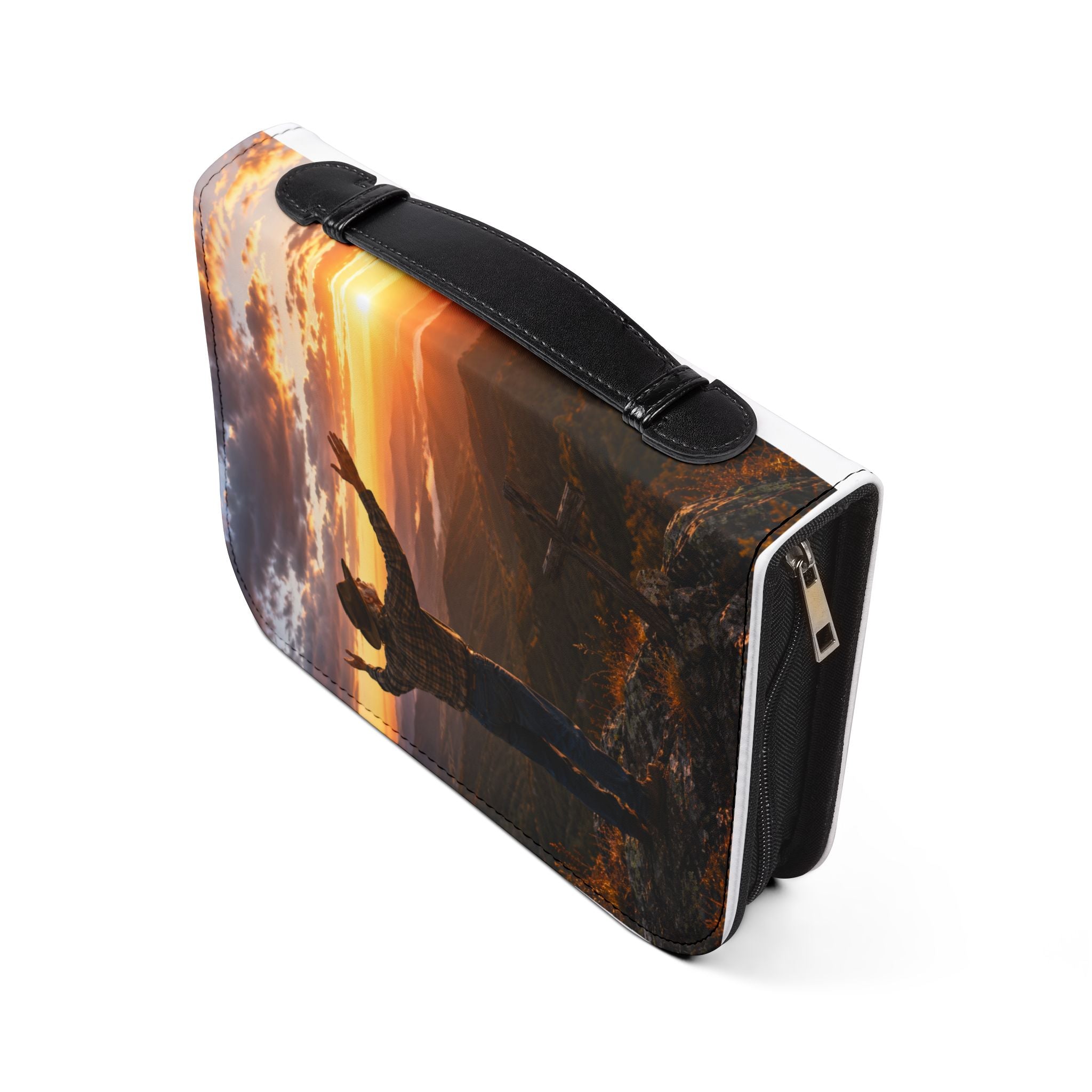 Bible Cover — "I Will Praise the Lord"For Him  Zippered Bible Case with Worship Sunrise Design