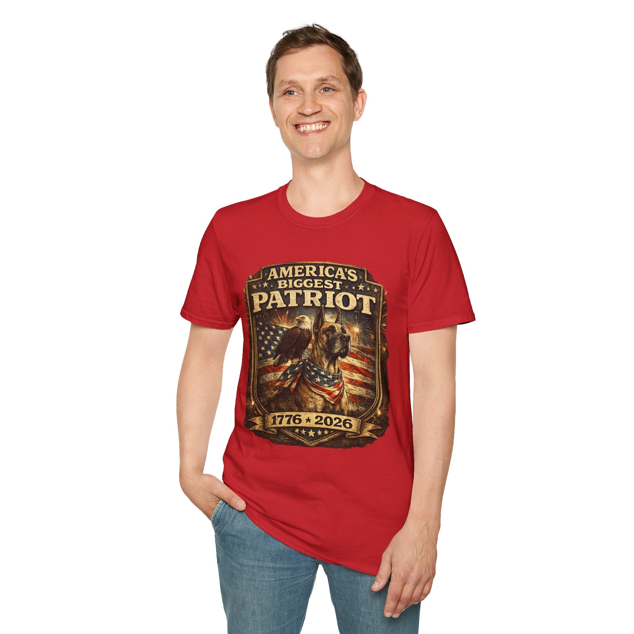 Patriot T-Shirt — Great Dane 1776–2026 Vintage Eagle Flag Tee