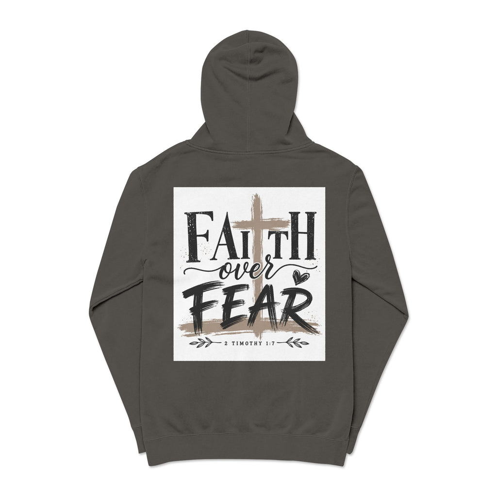 Faith Over Fear Hoodie — Pigment-Dyed Inspirational Pullover