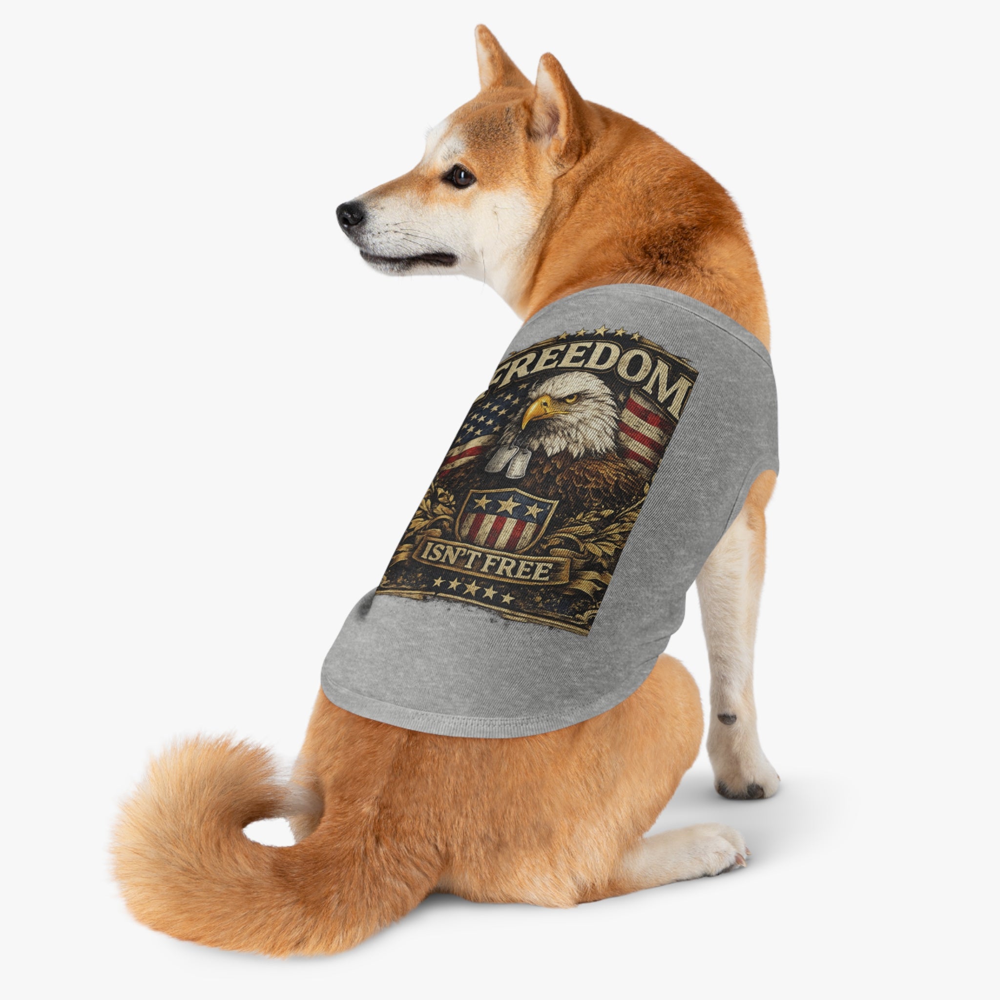 Patriotic Pet Tank Top — "Freedom Isn't Free" Eagle & American Flag