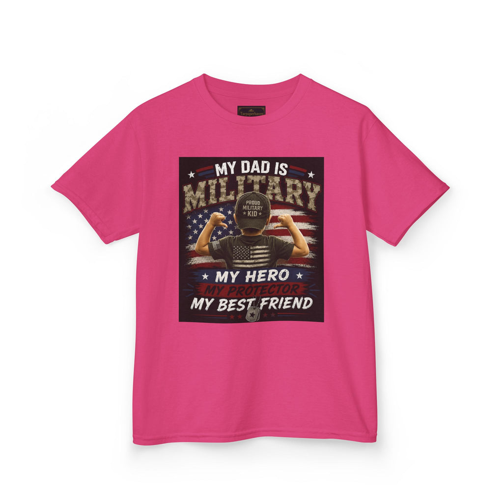 Kids Tee — "My Dad Is Military" Patriotic Hero Shirt