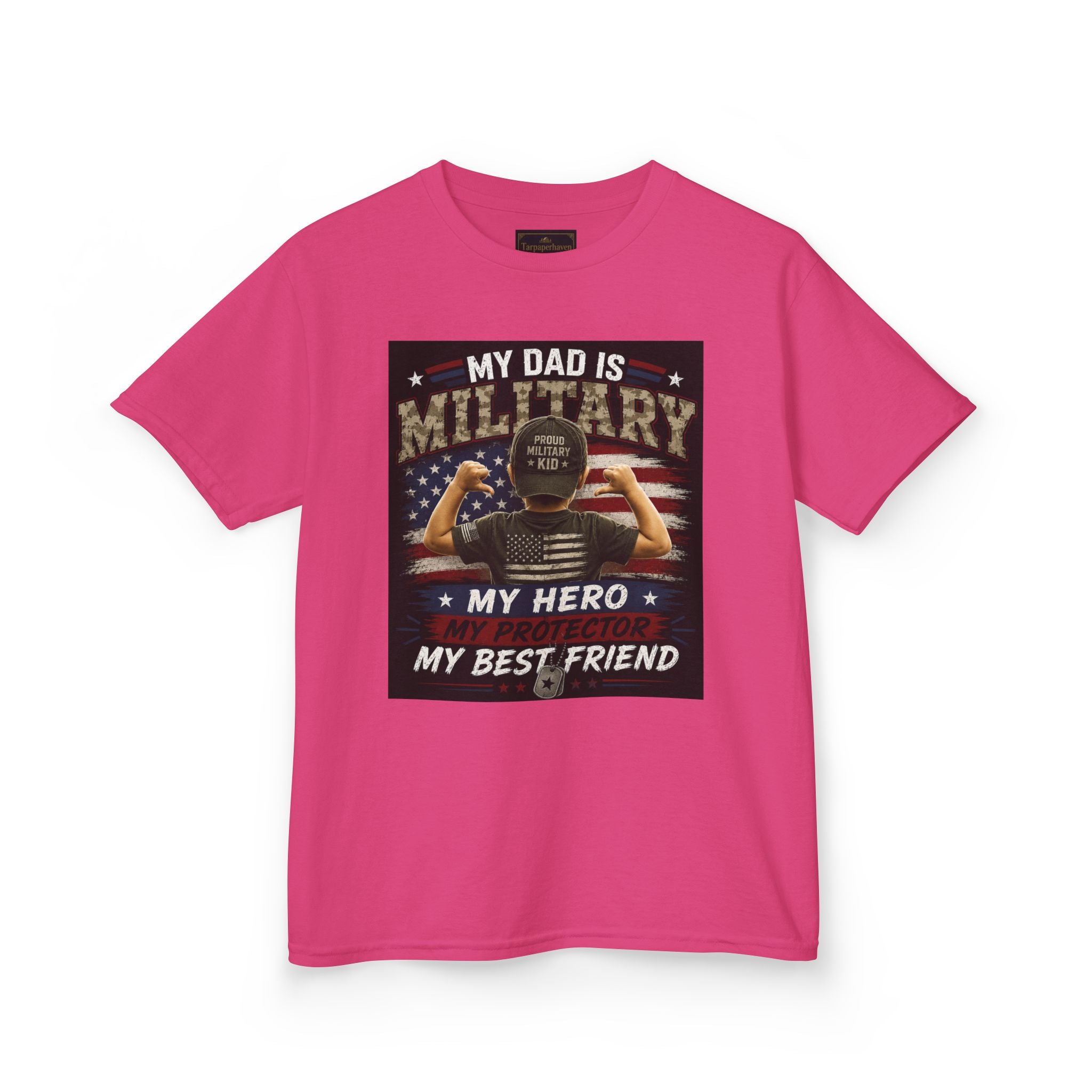 Kids Tee — "My Dad Is Military" Patriotic Hero Shirt