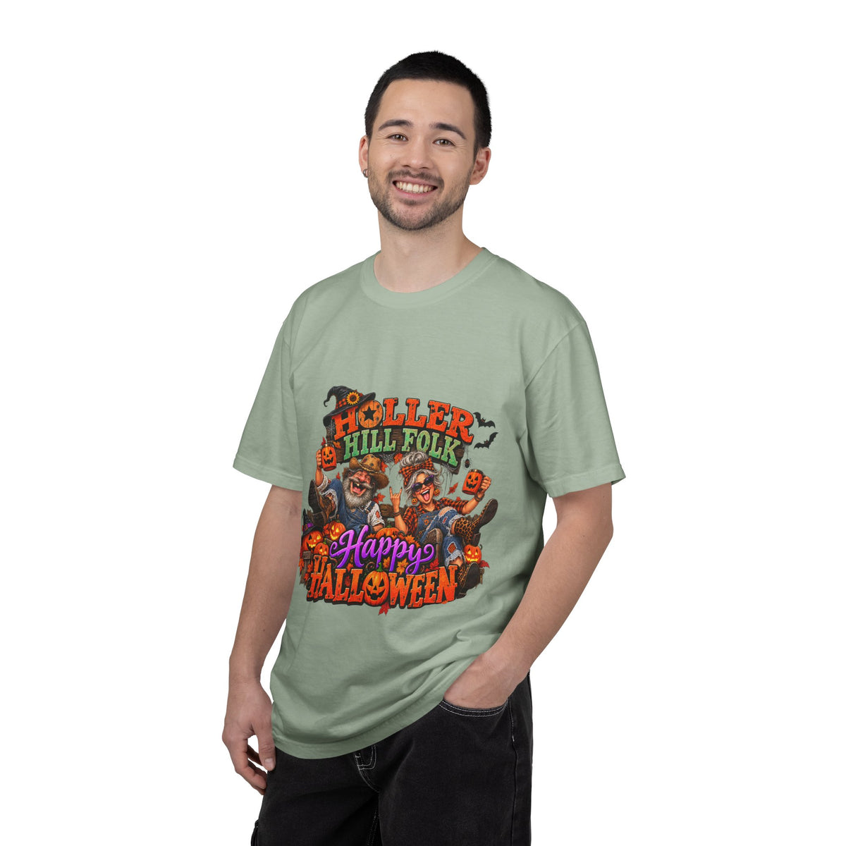 Halloween Holler Hill Folk T-Shirt — "Happy Halloween" Vintage Horror Design
