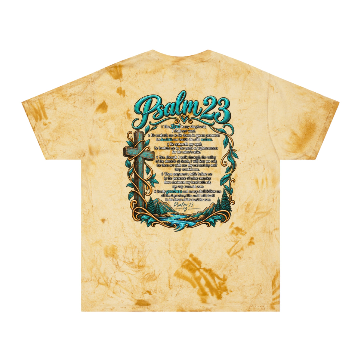 Psalm 23 Tie-Dye T-Shirt — Vintage Scripture Tee with Psalm 23 Verse