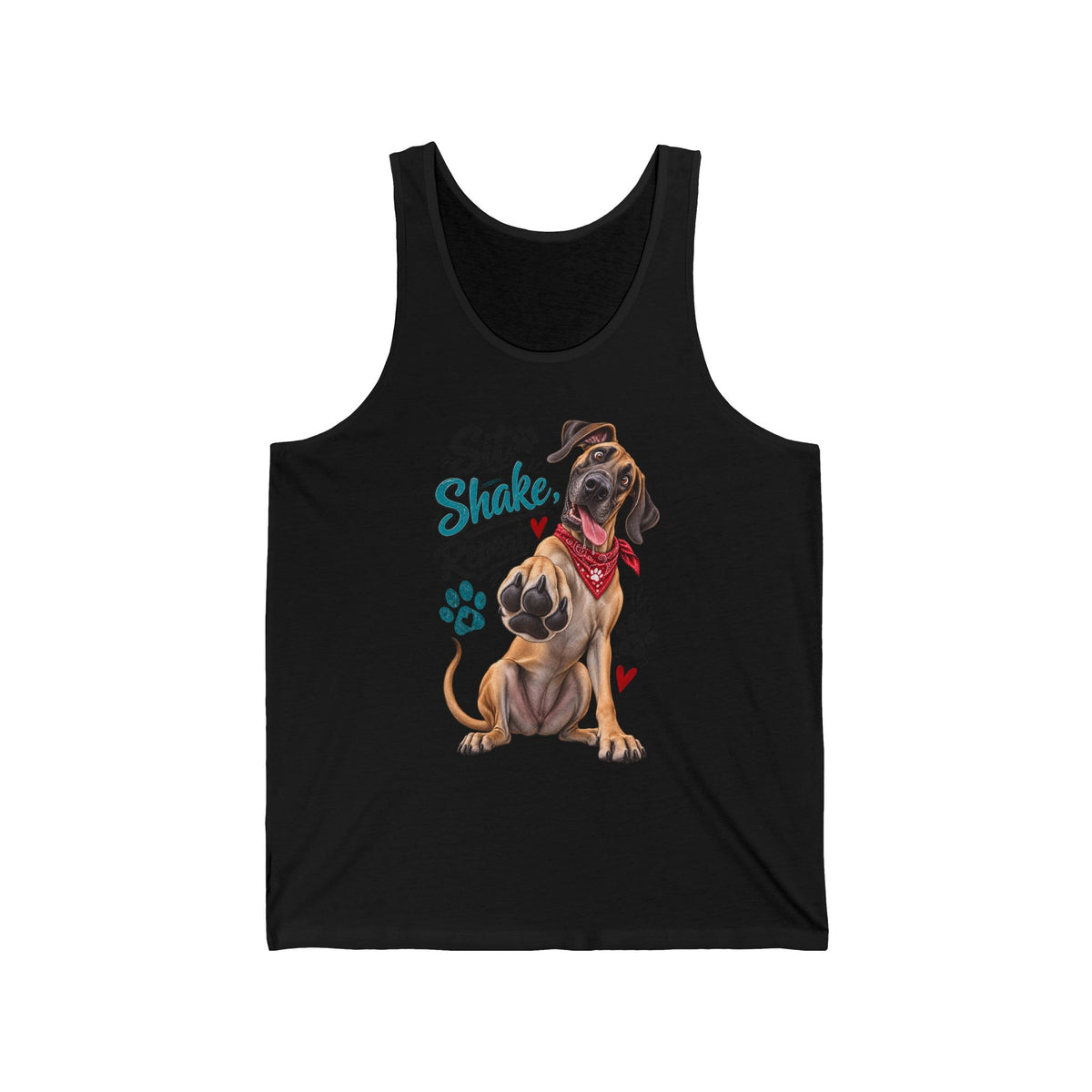 Dog Lover Tank Top Sit Stay Shake Repeat Graphic