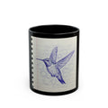 Hummingbird Notebook Sketch Black Mug — Illustrated Bird Coffee Cup (11oz, 15oz)