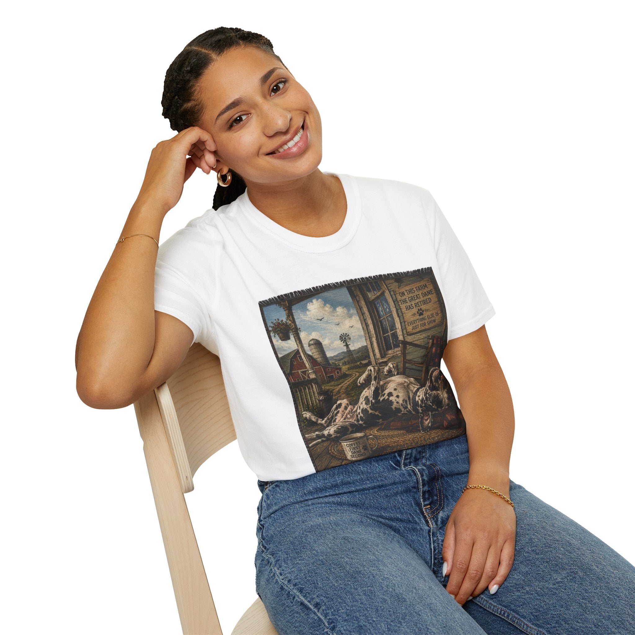 Great Dane Sleeping   Farmhouse Art T‑Shirt
