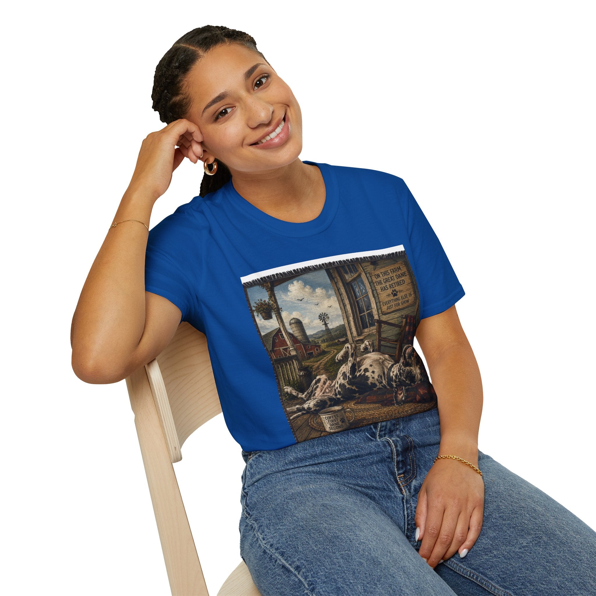Great Dane Sleeping   Farmhouse Art T‑Shirt